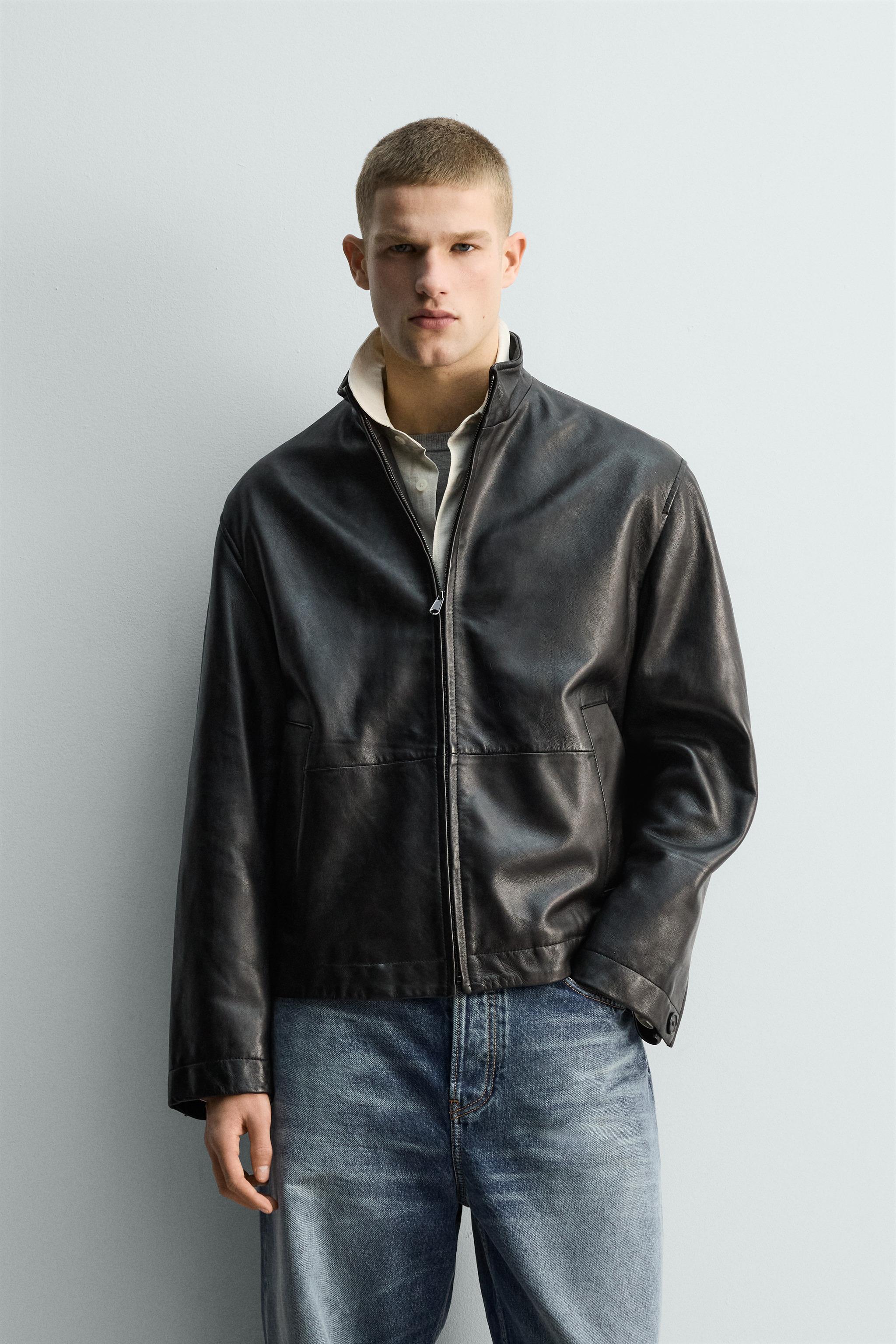 RELAXED FIT LEATHER JACKET